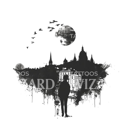 Montmartre Skyline Tattoo Design