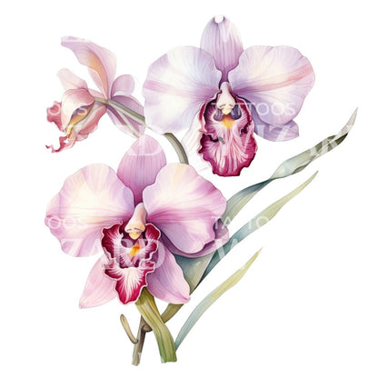 Pink Orchid Tattoo Design