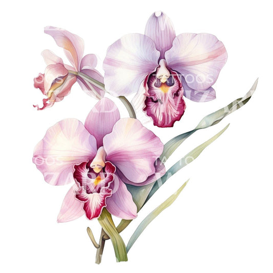 Conception de tatouage d'orchidée rose