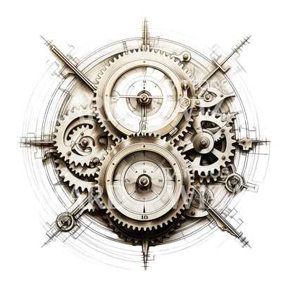 Clockwork Gears Steam Punk Tattoo Design