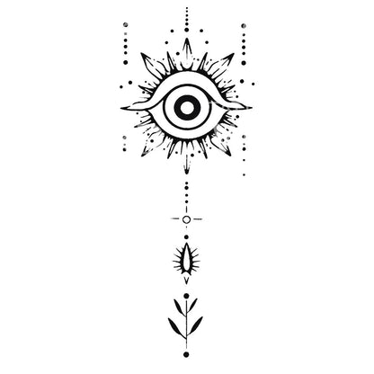 Handpoke Divine Eye Sun and Plants Tattoo Design