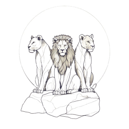 Pack of Magnificient Lions Tattoo Design