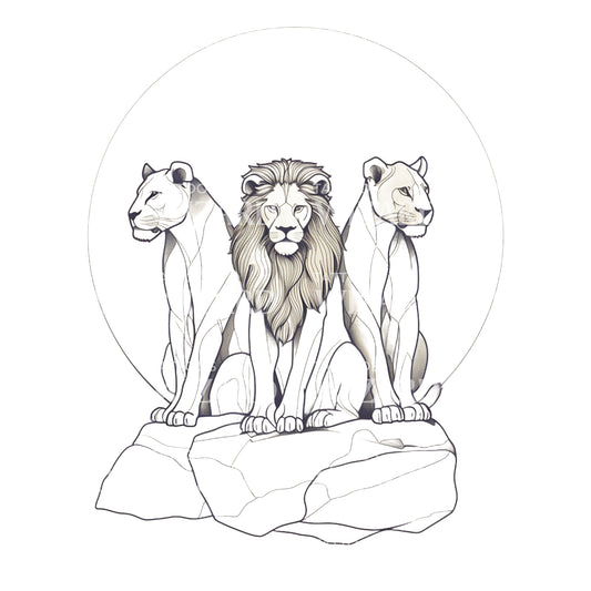 Pack of Magnificient Lions Tattoo Design