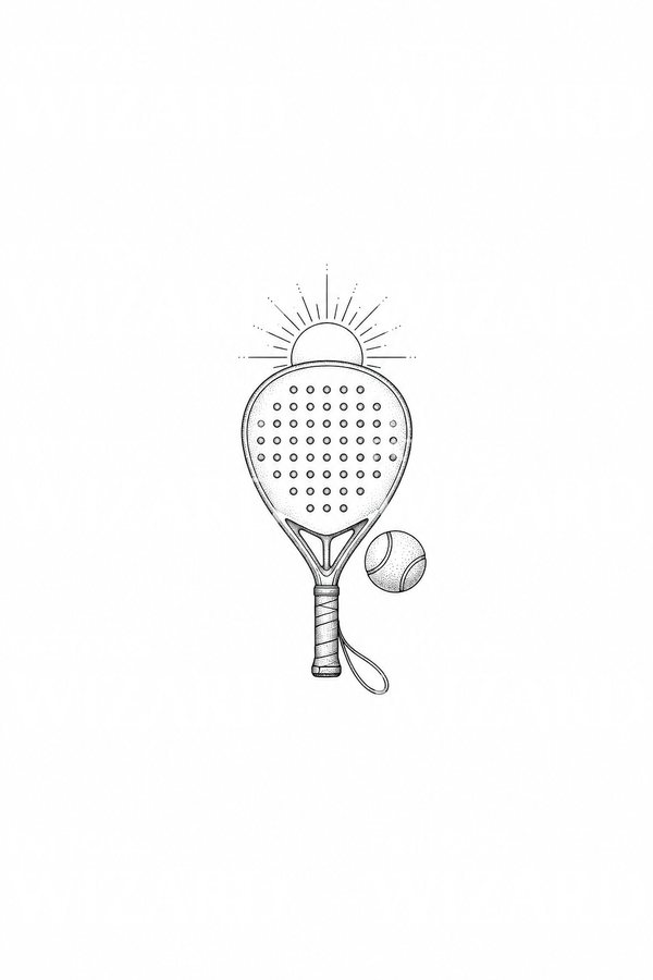 Sun Check Icon Padel Racket Rising Sun Fine Line Tattoo – Tattoos Wizard Designs