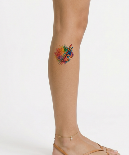 Aquarell-Tattoo-Illustration einer Regenbogenpalette