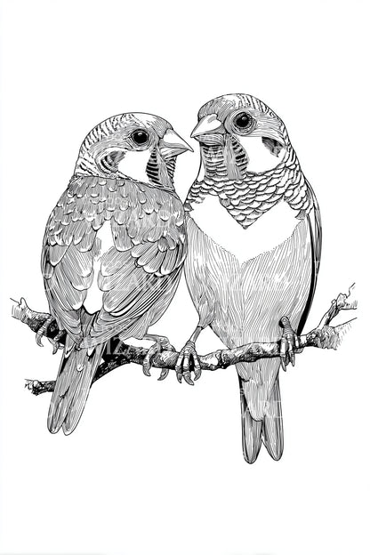 Paired Lovebirds Sketch Tattoo Design