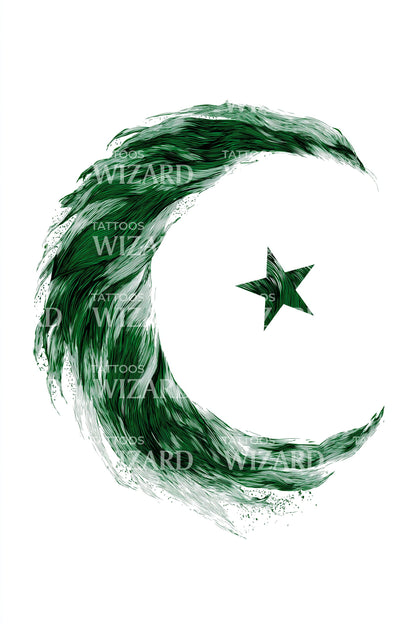 Tatouage du croissant et de l'étoile du Pakistan