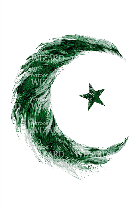 Tatouage du croissant et de l'étoile du Pakistan
