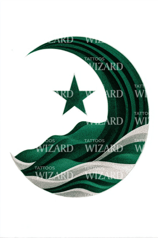 Pakistan Crescent Wave Tattoo Design