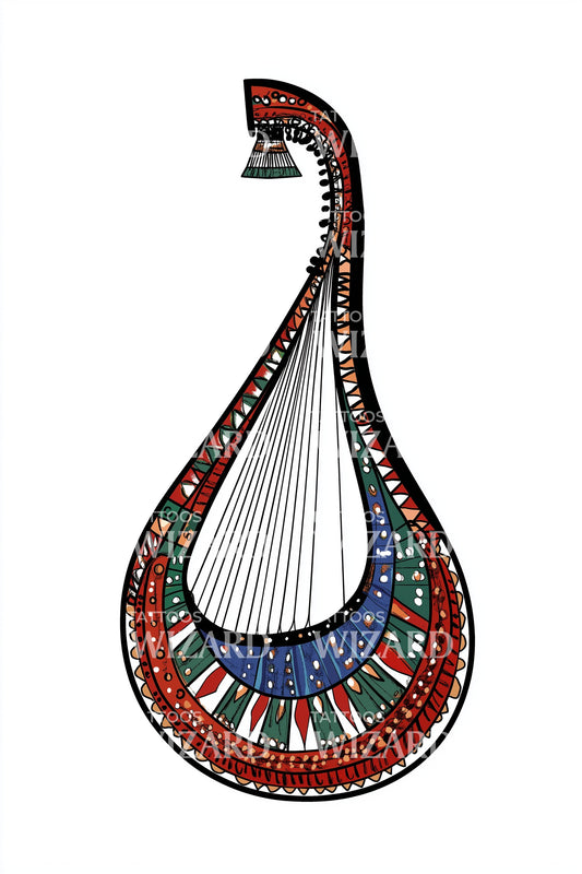 Palestine Ornate Oud Tattoo Illustration