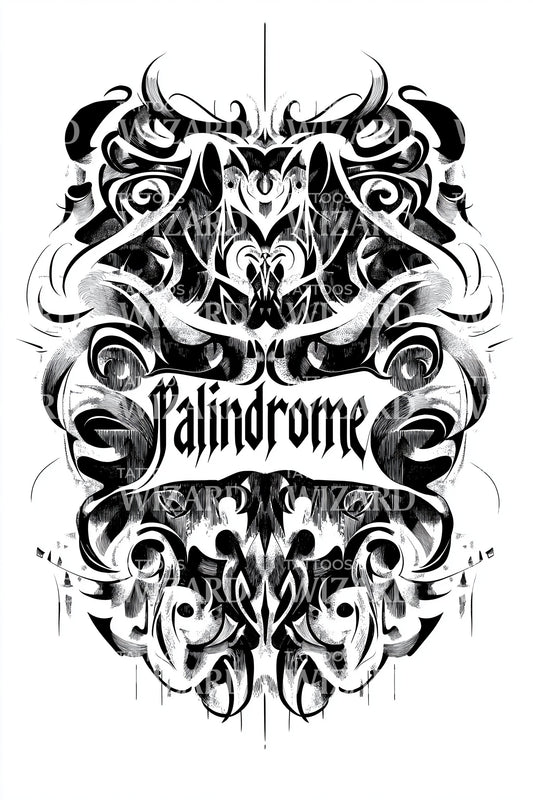 Palindrome Gothic Symmetry Tattoo Design