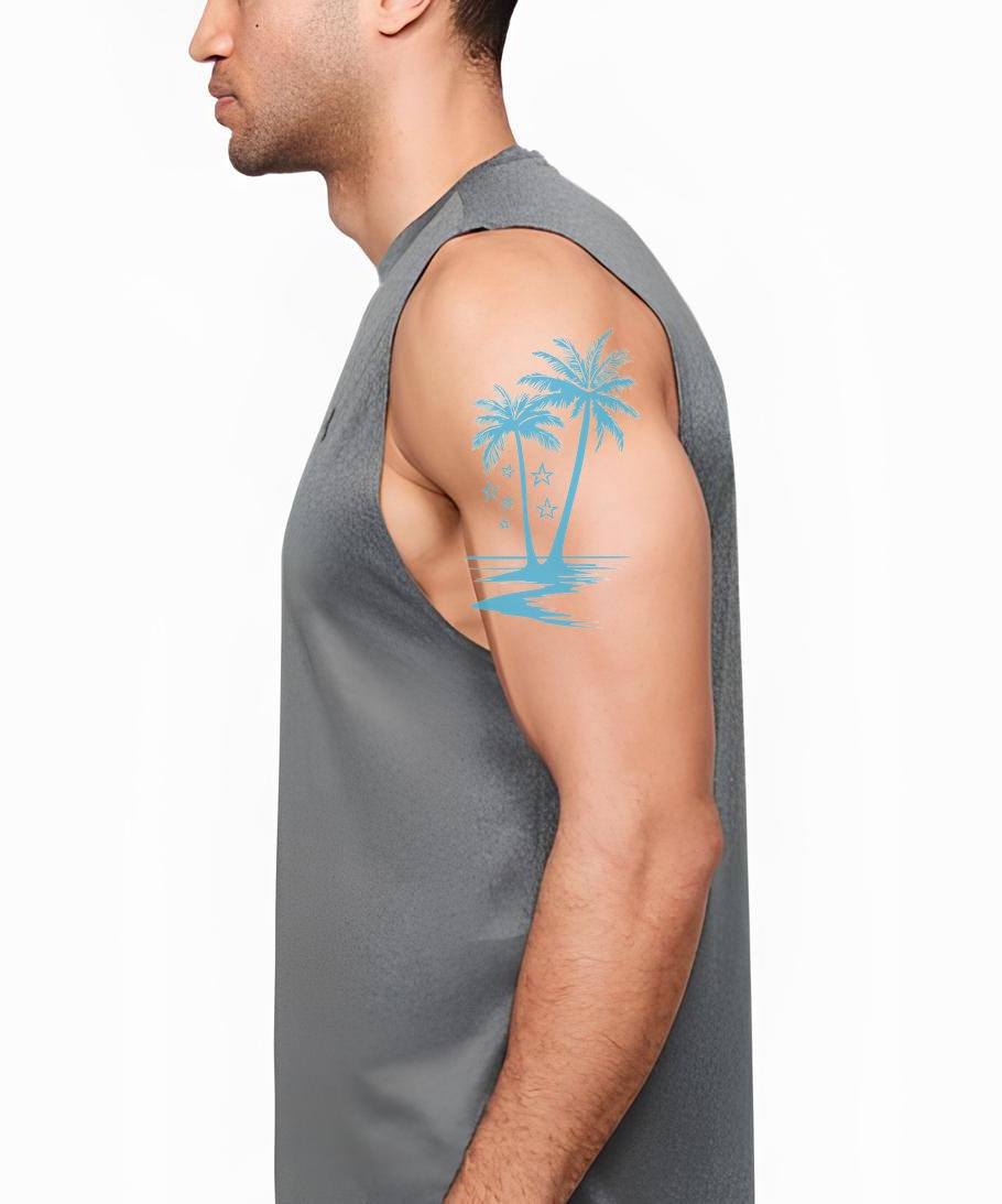 Tropische Palmen Lagunen Tattoo Design