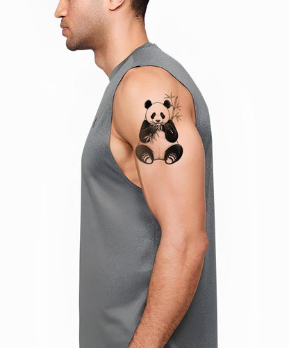 Panda Eating Bamboo Tattoo Design