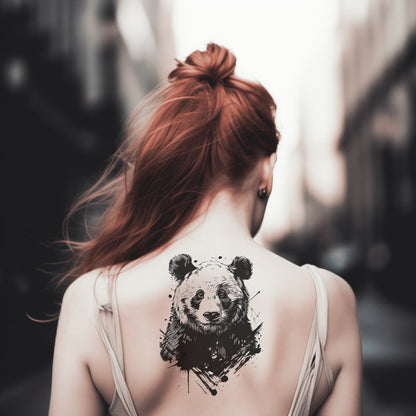 Akvarel Panda Tatoveringsidé