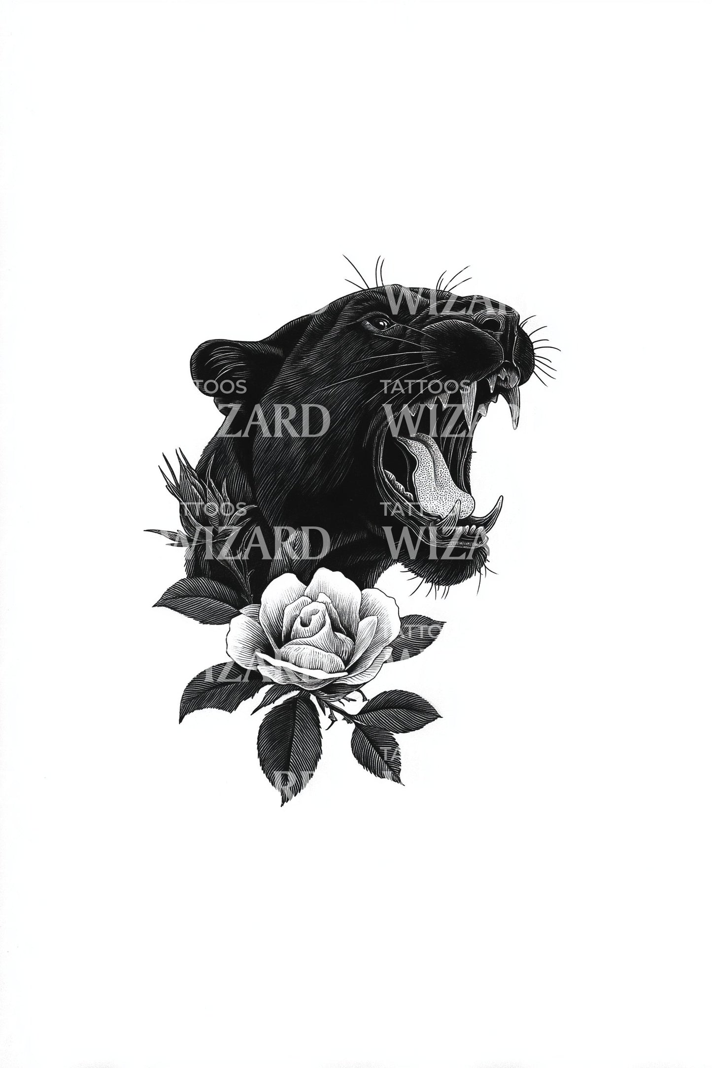 Panther Rose Fusion Tattoo Idea