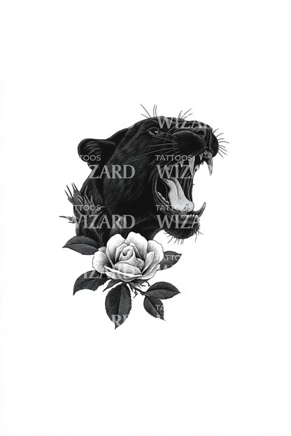 Panther Rose Fusion Tattoo Idee