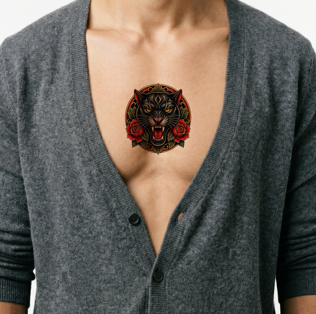 Neotradisjonal Panter Tatoveringsdesign