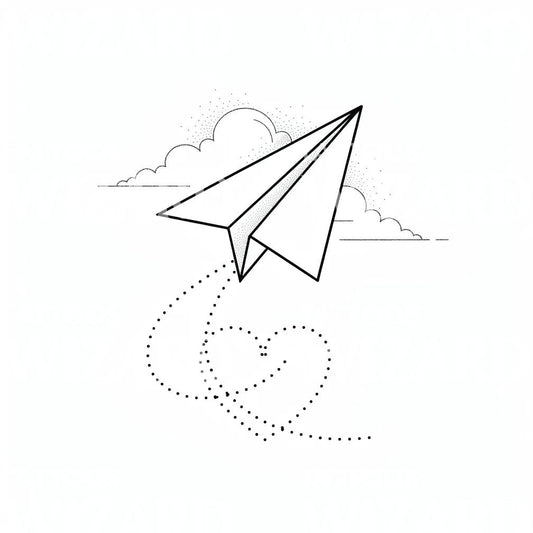 Papirfly-hjerte tattoo-design