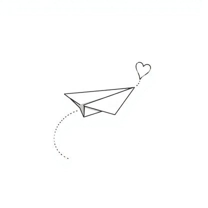 Paper Airplane Heart Tattoo Design