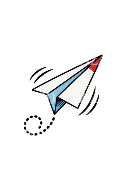 纹身 | Paper Airplane Sent Sticker Tattoo Design