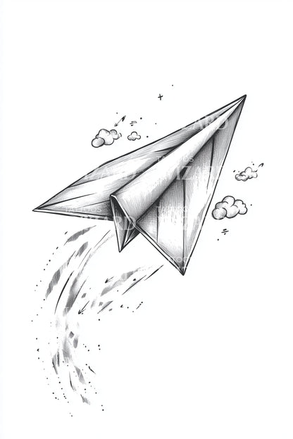 Paper Airplane Sketch Tattoo Design