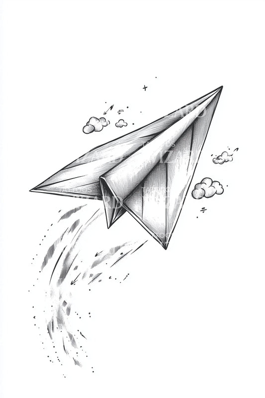 Paper Airplane Sketch Tattoo Design