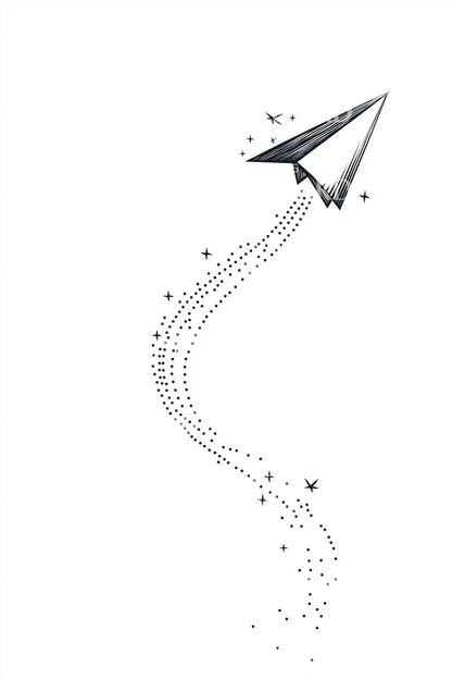 Paper Airplane Trail Tattoo Design