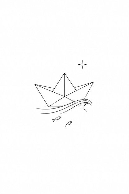 Idea per tatuaggio: barchetta di carta su un’onda