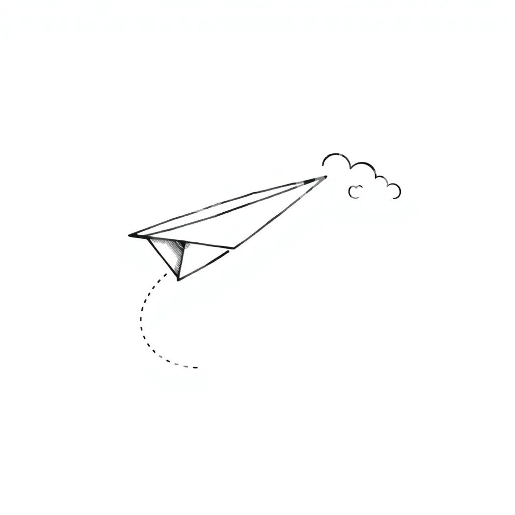 Paper Plane Flight Tattoo Design