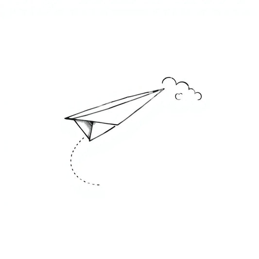 Tatueringsdesign med pappersflygplansflykt