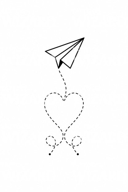 Paper Plane Heart Tattoo Design