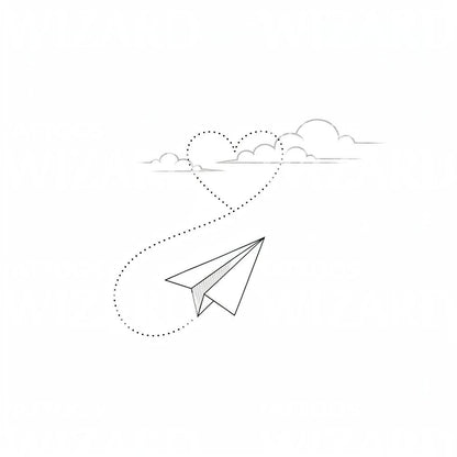 Paper Plane Heart Tattoo Design