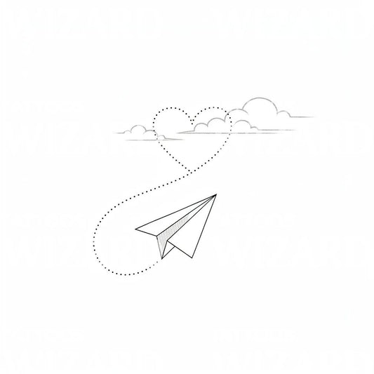 Paper Plane Heart Tattoo Design