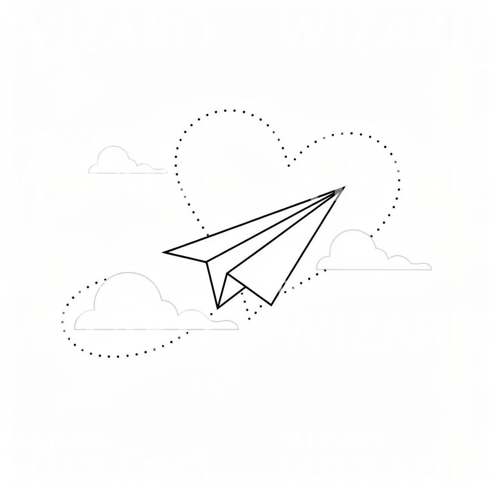 Paper Plane Heart Tattoo Design