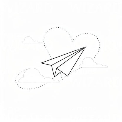 Paper Plane Heart Tattoo Design