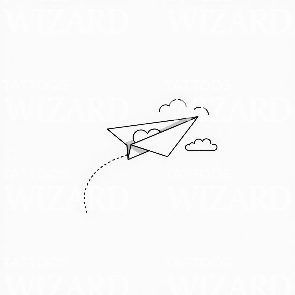 Paper Plane Heart Tattoo Design