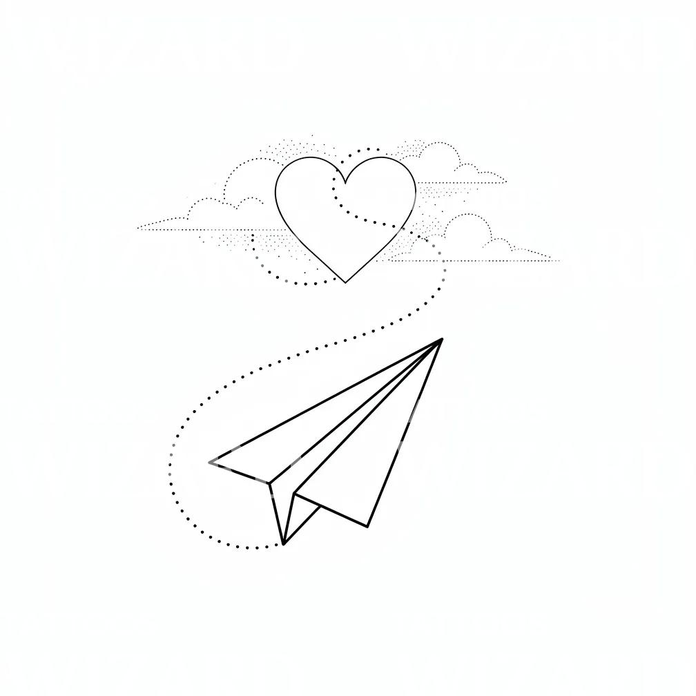 Paper Plane Heart Tattoo Design