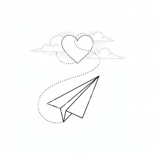 Papirfly-hjerte tattoo-design