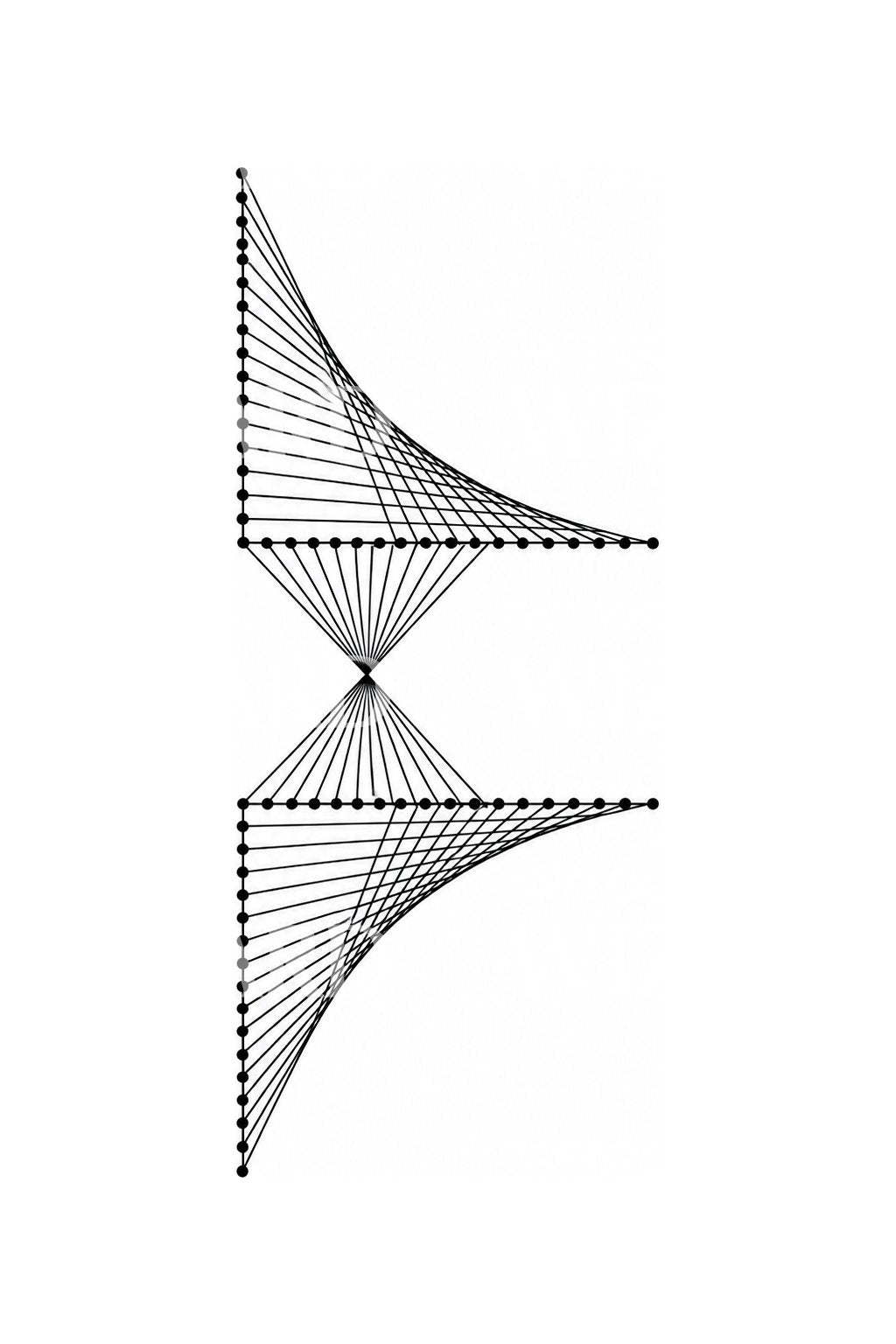 Diseño de tatuaje de envolvente parabólica de string art