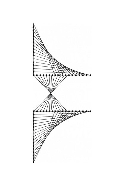 Diseño de tatuaje de envolvente parabólica de string art