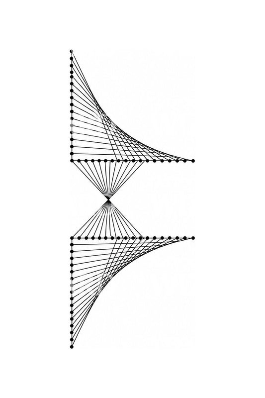 Tatoveringsdesign med parabolsk strengkunst-konvolutt