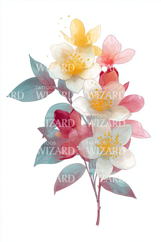 粉彩花蕾簇纹身设计灵感