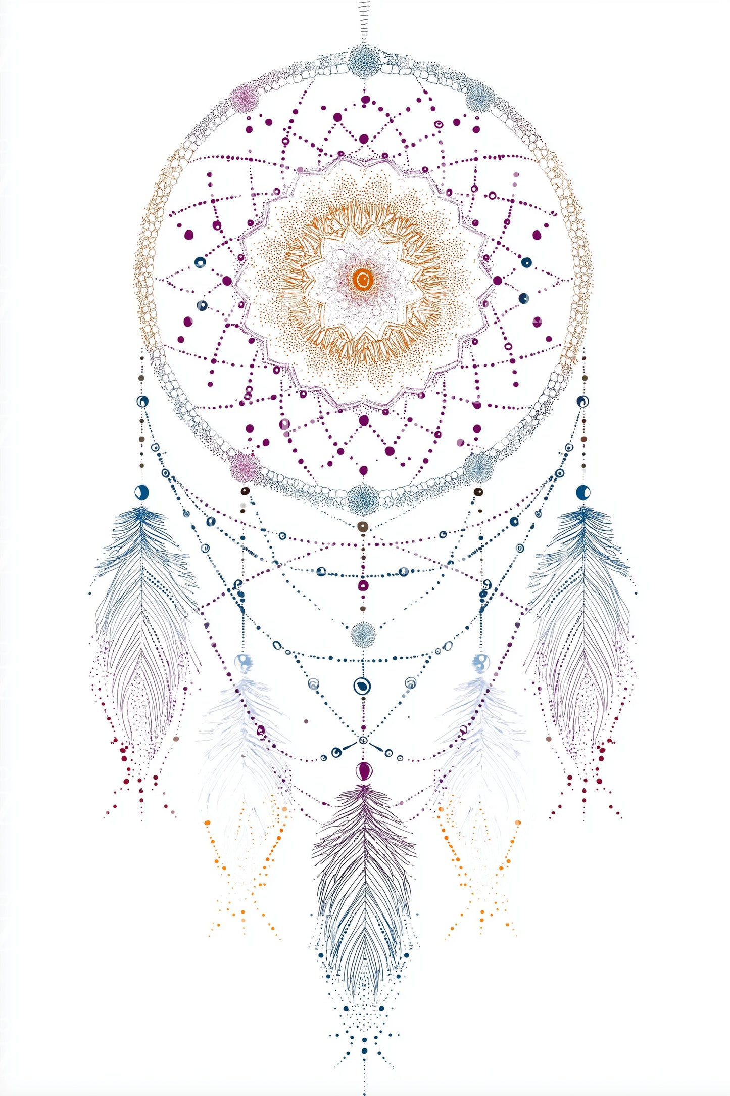 Pastel Feather Dreamcatcher Tattoo Design