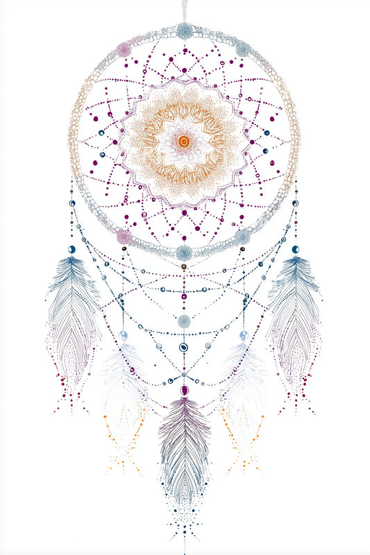 Pastel Feather Dreamcatcher Tattoo Design