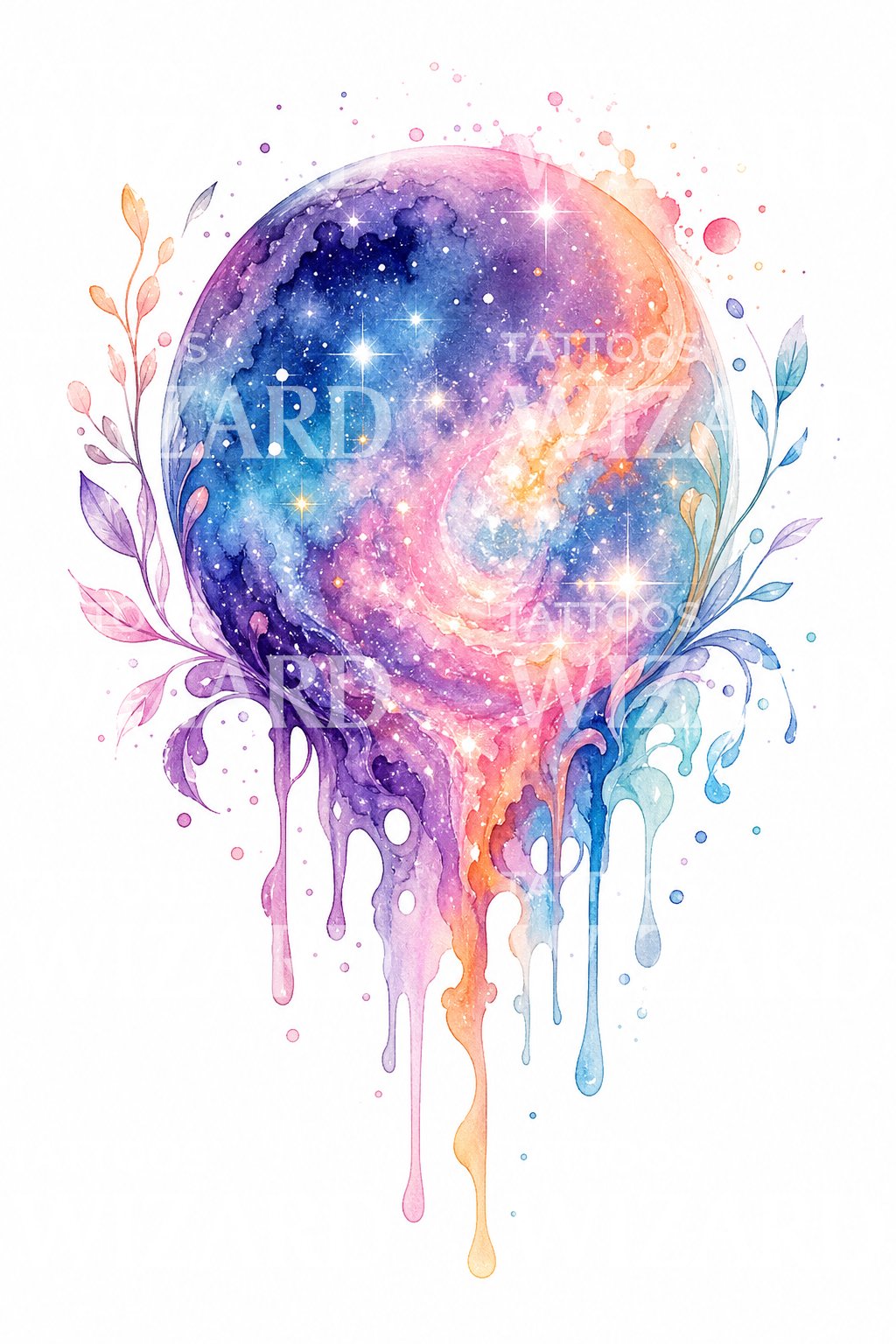 Pastel Galaxy Orb Tattoo Design