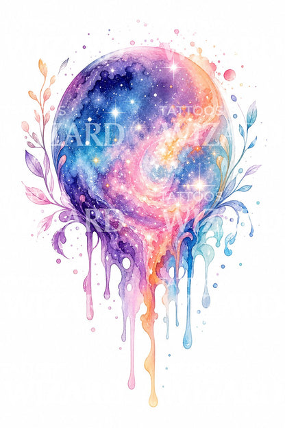 Pastel Galaxy Orb Tattoo Design