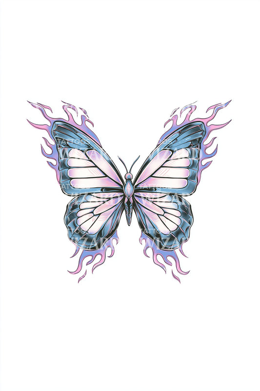 Pastel Harmony Butterfly Tattoo Design