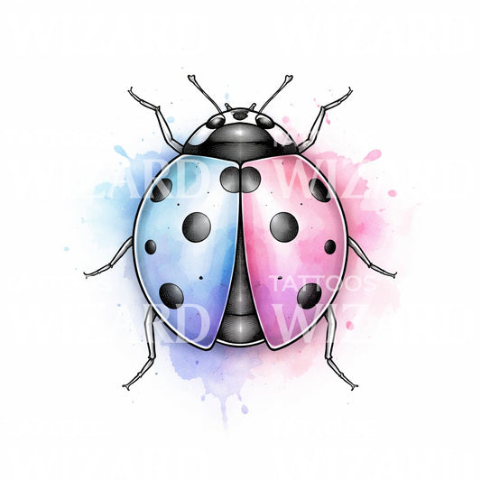 Pastel Ladybug Tattoo Design