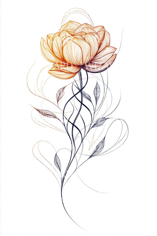 Desenho de Tatuagem Esboço de Rosa Pastel