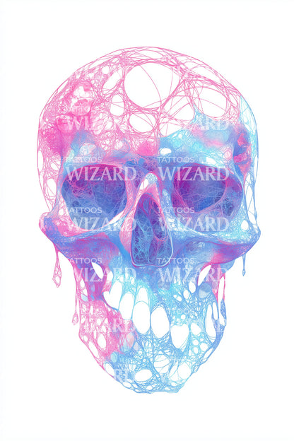 Design de tatouage crâne spectre pastel